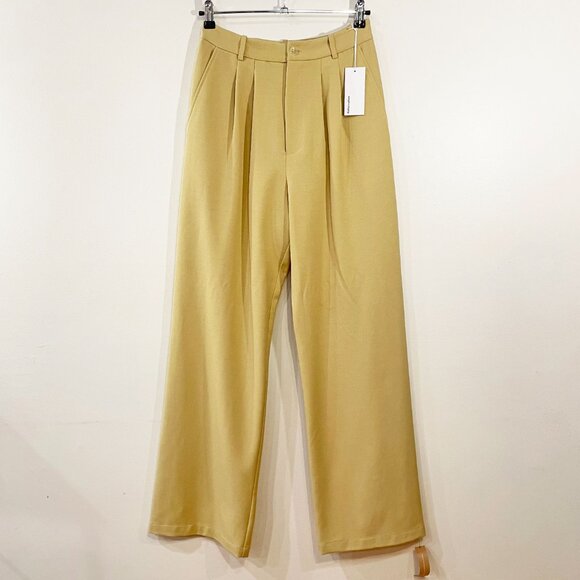 Last Chance! New Reformation Mason Wide Leg Trouser Sunshine Yellow 4, S $178 - Picture 3 of 9